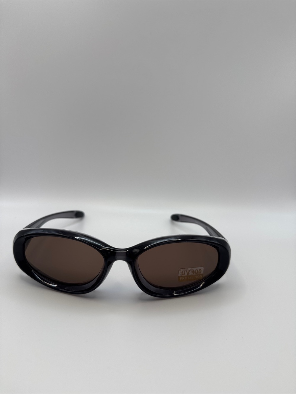 Women's Black Oval Sunglasses with Brown Lenses - UV400 Protection - Picture 8 of 8